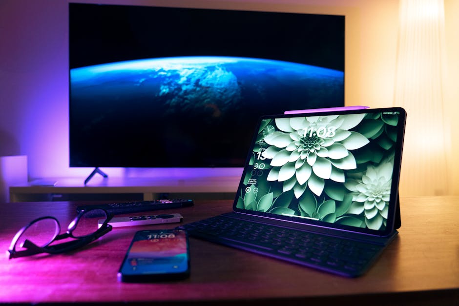 A happy family enjoying their smart home with automated lighting and climate control