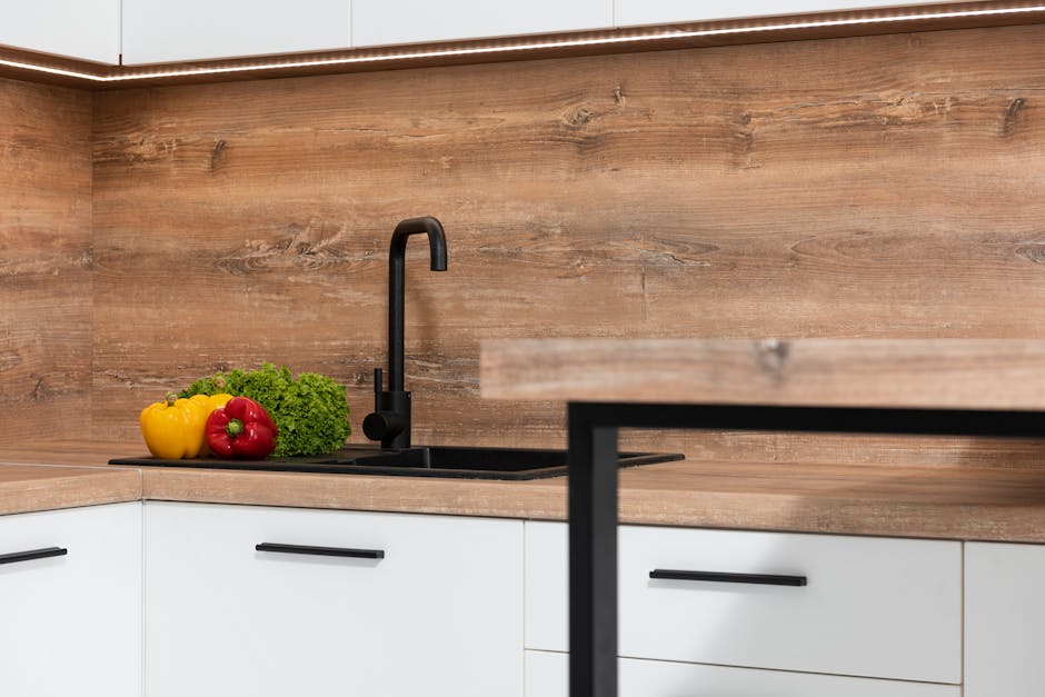 공기청정기 옆에 놓인 신선한 재료와 요리 도구들