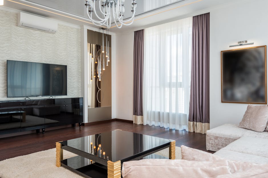 A sunlit room with automatic curtains gently opening at sunrise, symbolizing smart automation in daily life